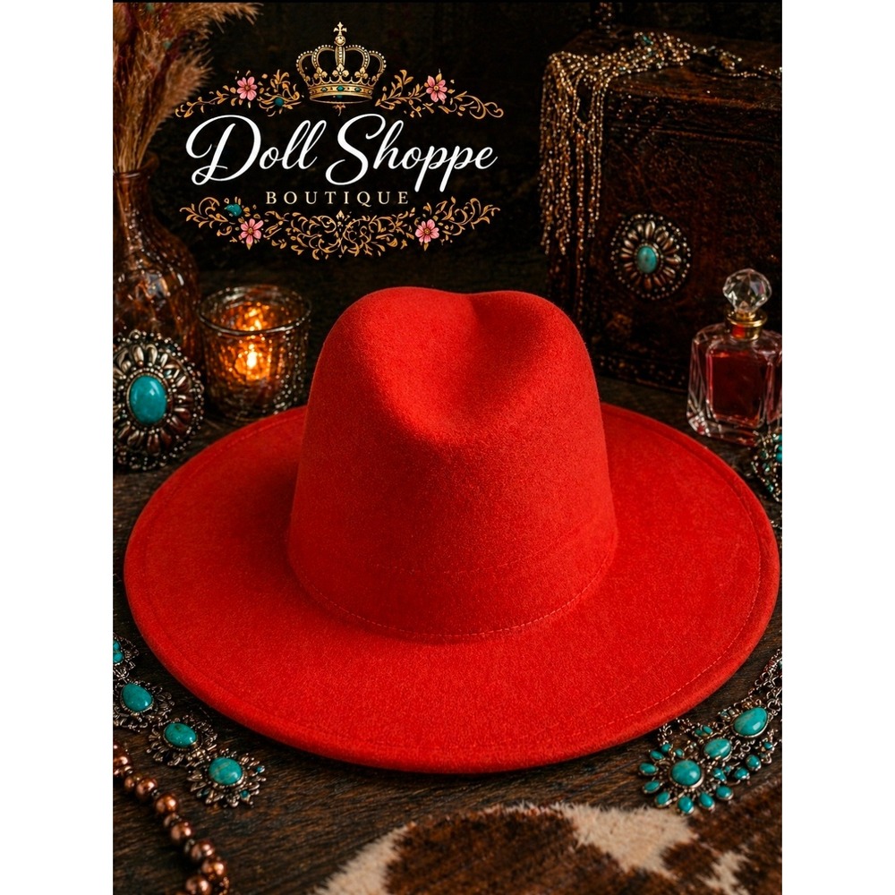 Rusted red Felt Wide Brim Fedora Hat | Bold Statement Hat | Western Boho